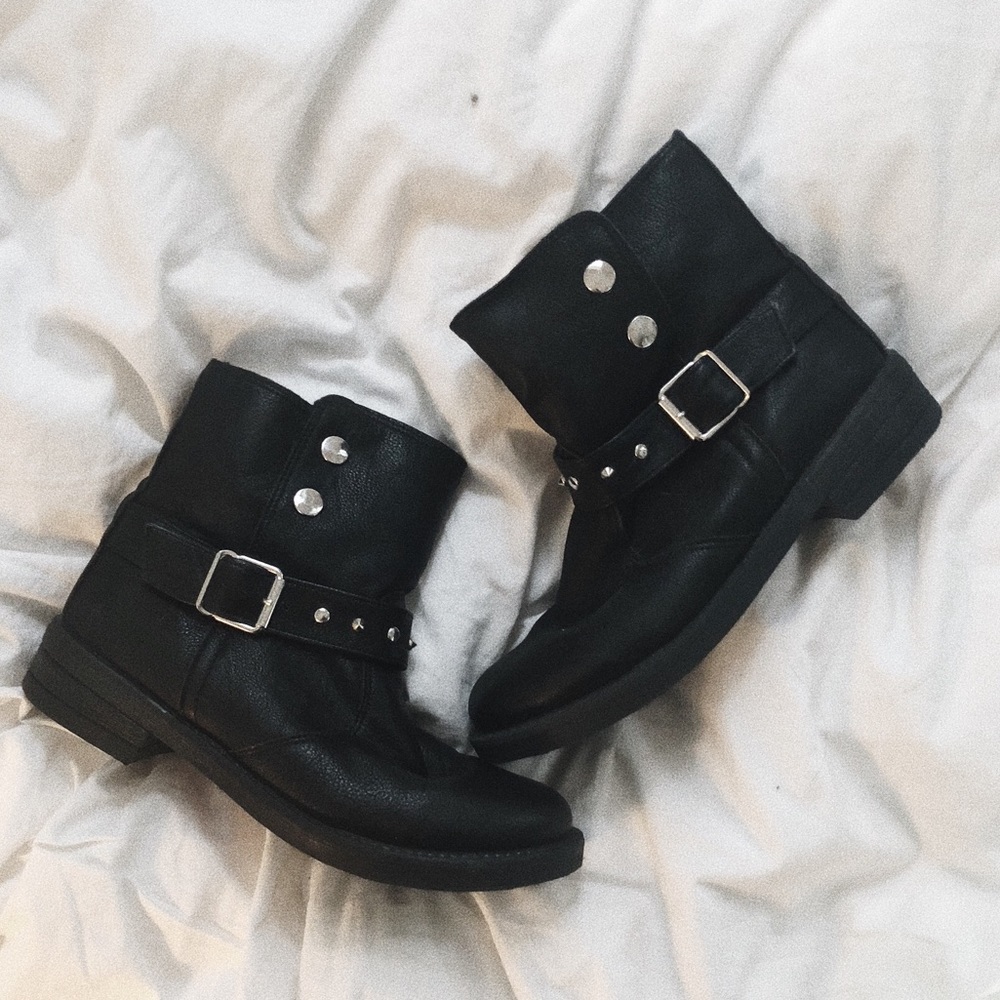 TOPSHOP Black Moto boots size 10